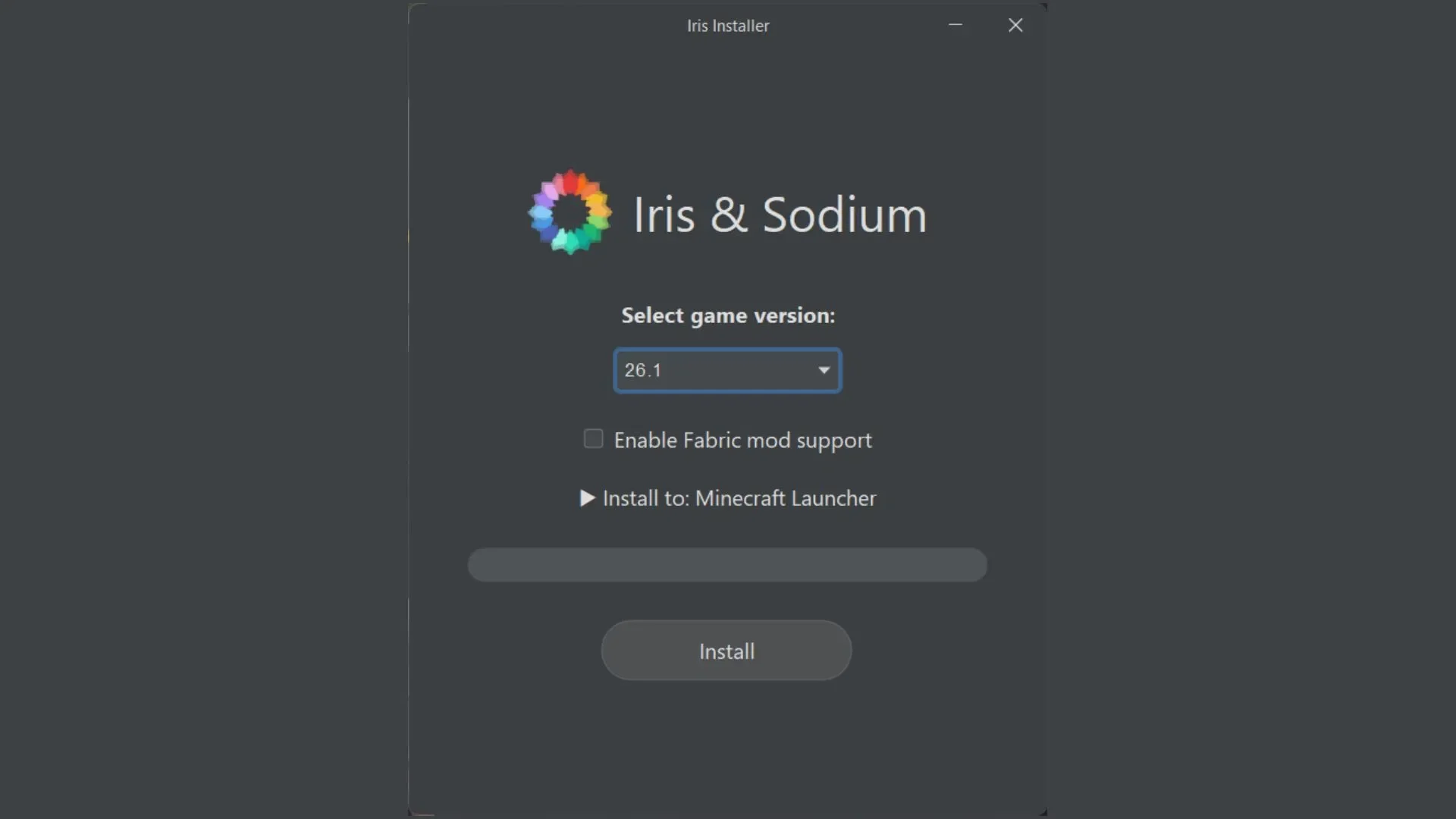 Iris Shaders 安装器可以为 26.3 安装模组(图片来源:Iris Shaders)