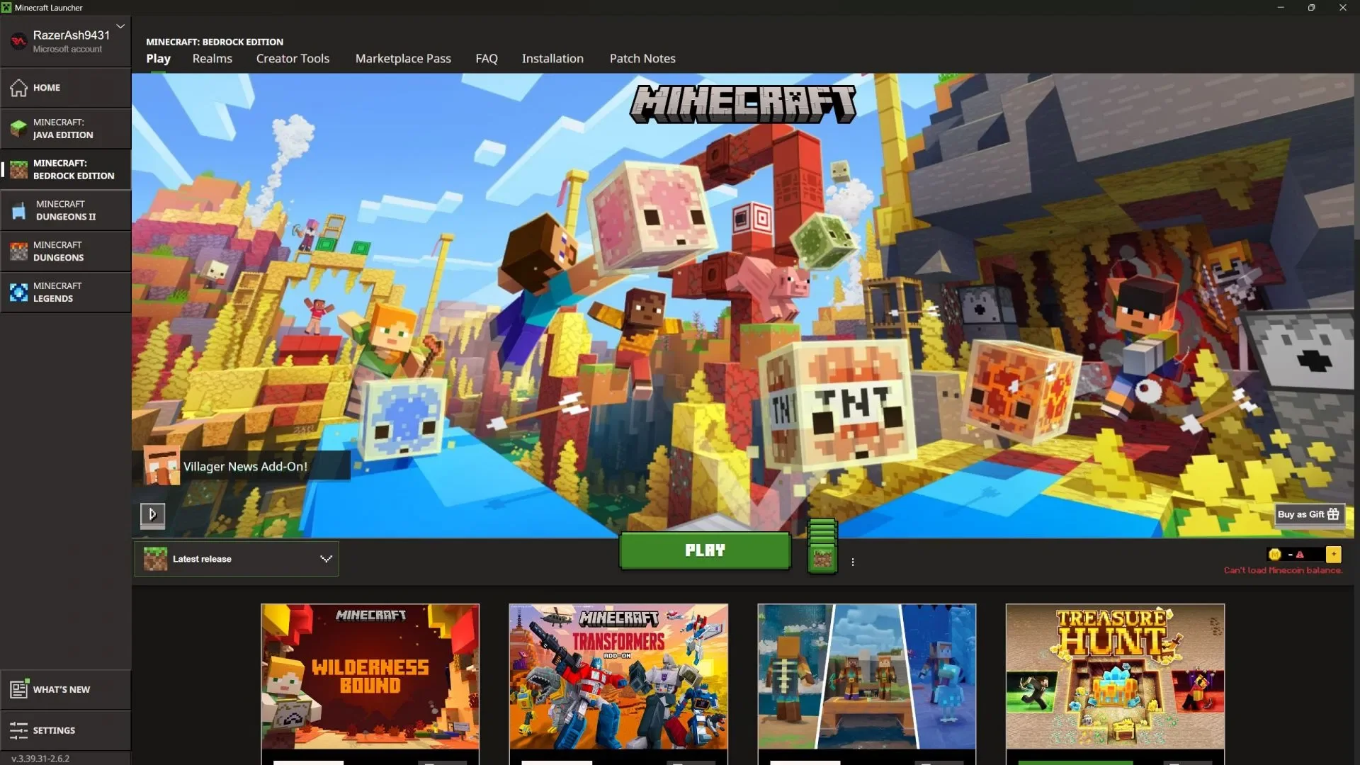 可通过 Minecraft Launcher 或 Windows Microsoft Store 安装更新
