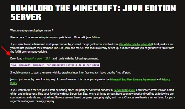 Minecraft 服务器界面