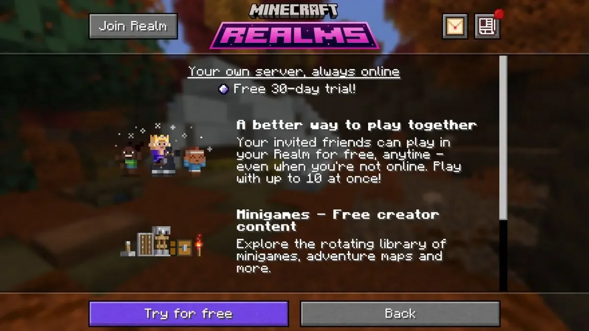 加入 Minecraft Realms