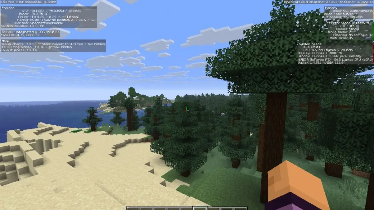 重新设计后的 Minecraft F3 调试屏幕