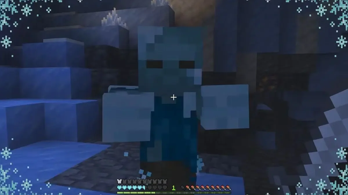 Minecraft 26.4 中的 Frostbite 僵尸正在挥拳攻击