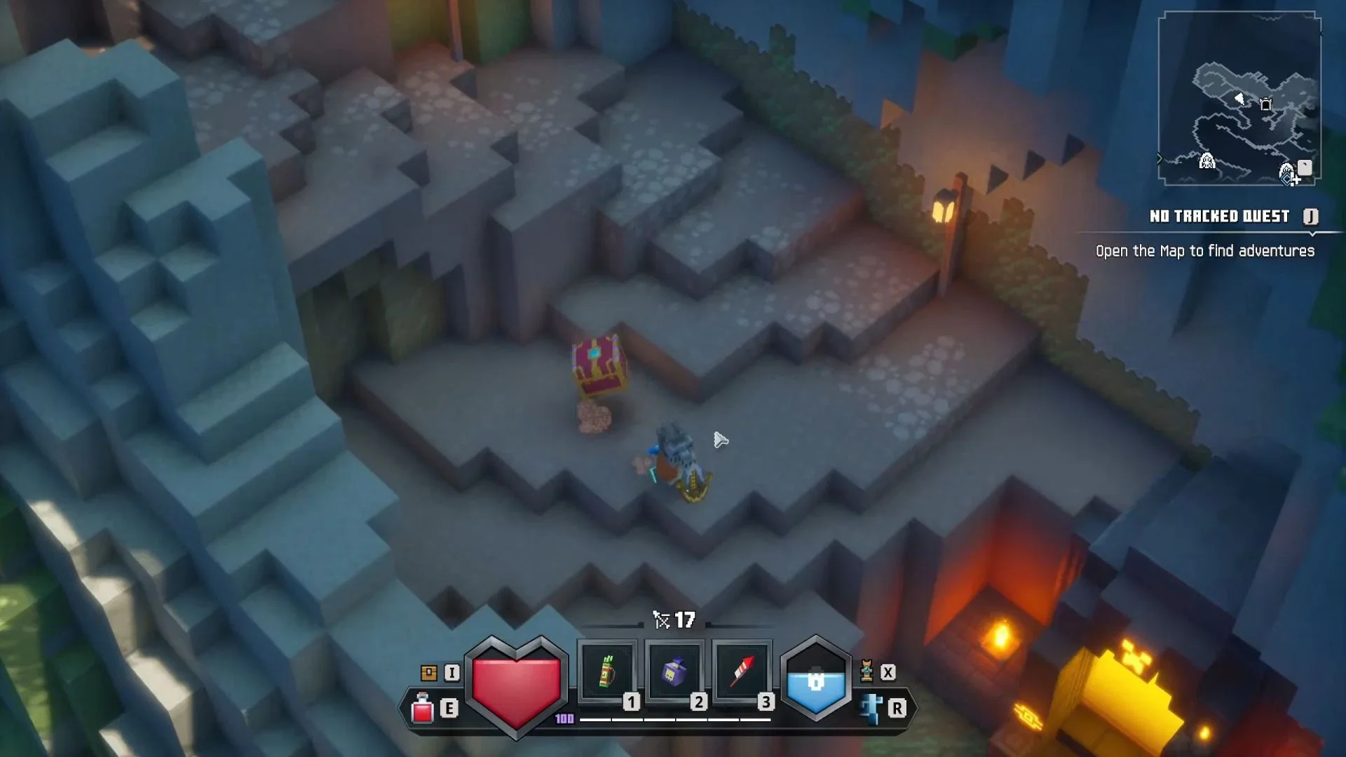 走秘密路线后出现的宝箱(图片来源:Mojang 工作室;YouTube/@silentwisperer)