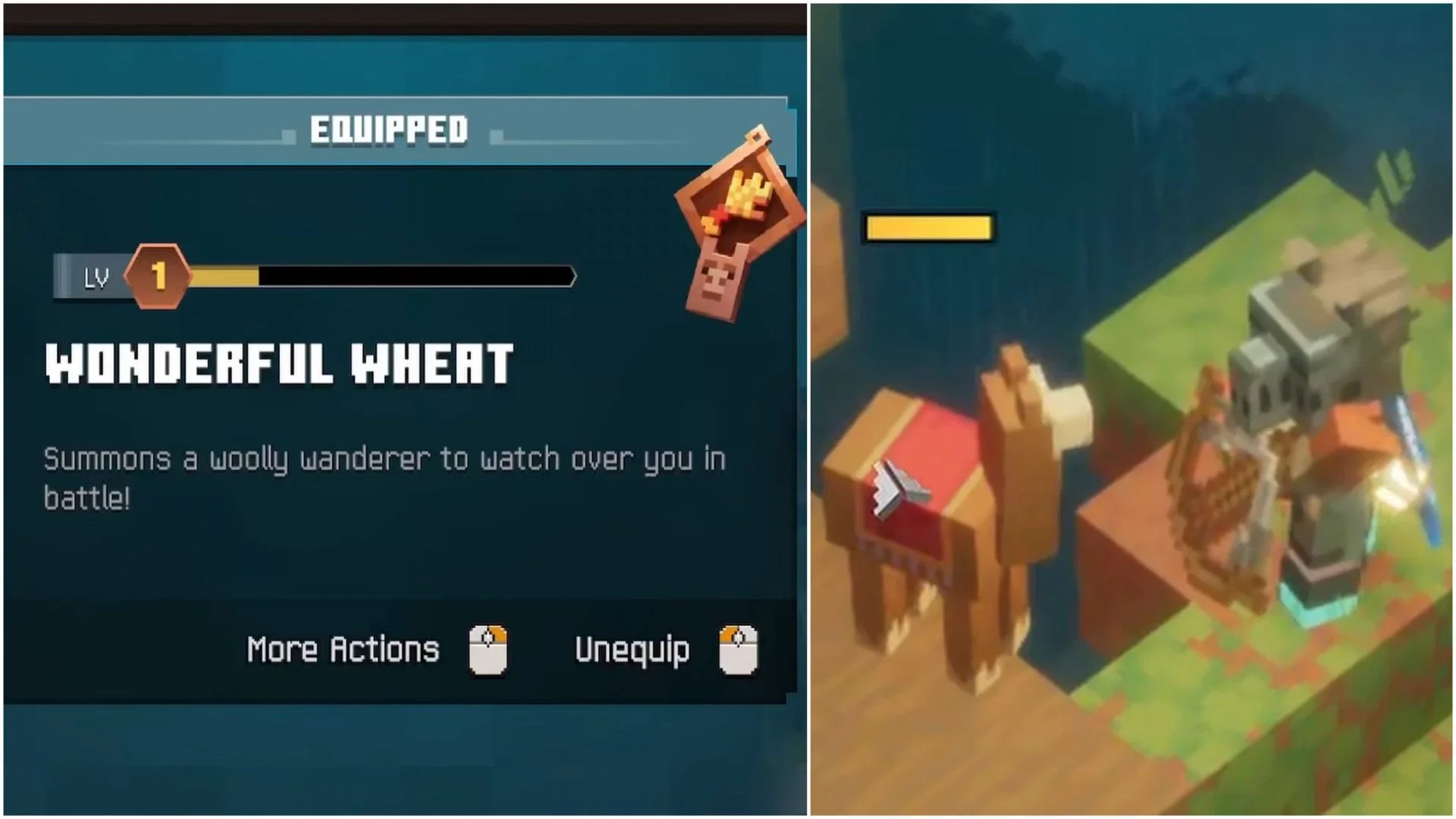 击败首领后可获得羊驼护符(图片来源:Mojang 工作室;YouTube/@silentwisperer)