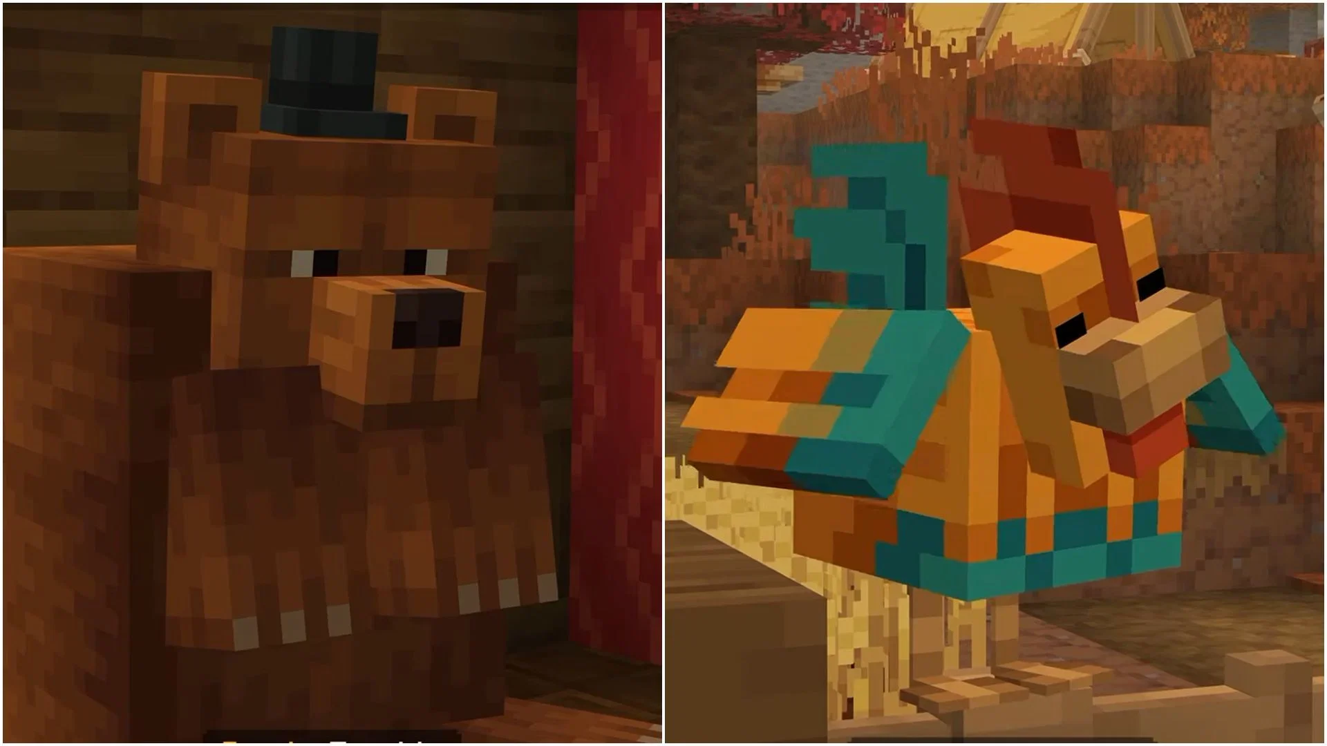 《动作与物品》附加包 1.12 的自定义生物外观。图片来源:Mojang Studios / YouTube:@ActionsNStuff
