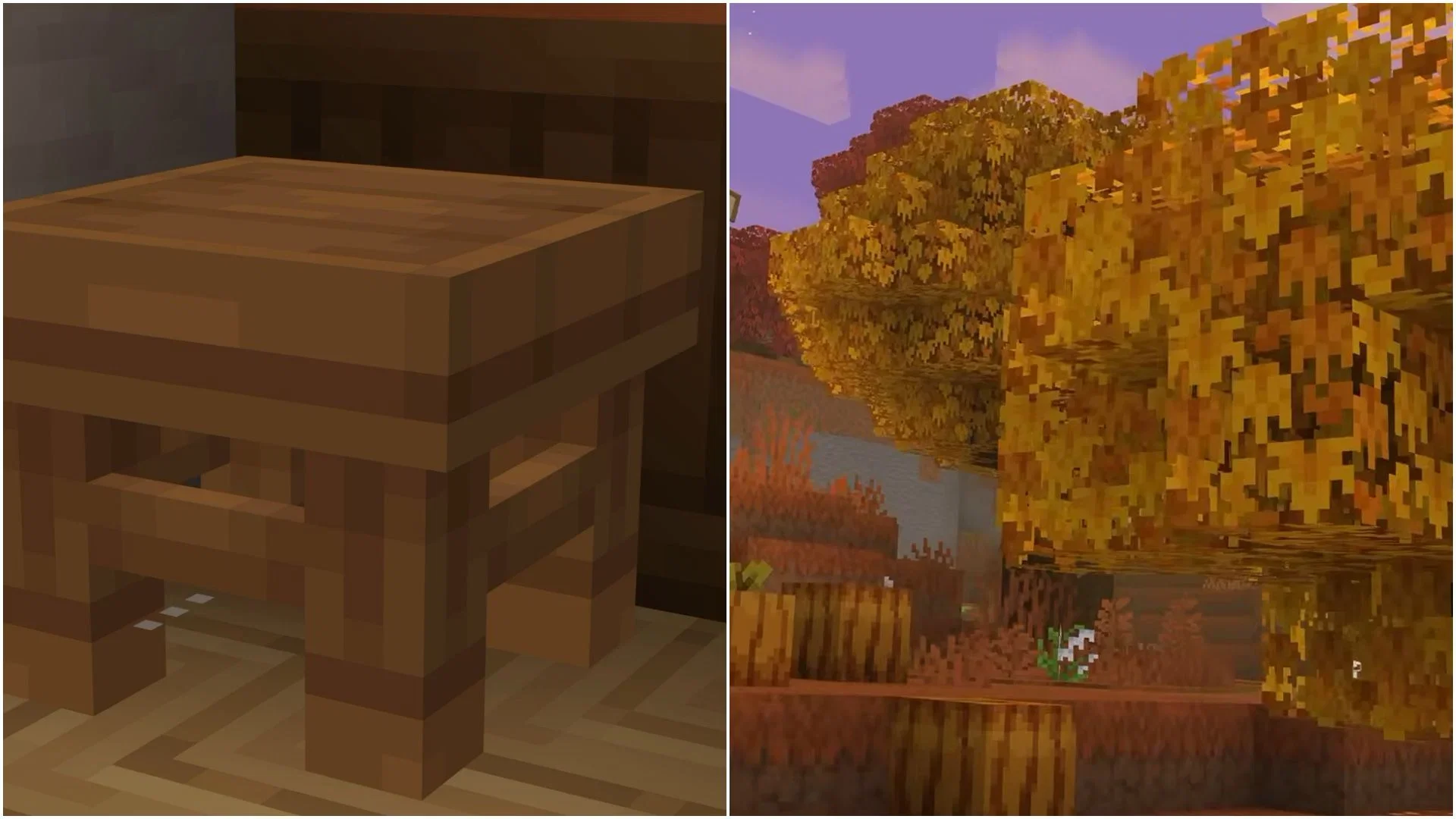 自定义坐垫纹理与斑驳森林。图片来源:Mojang Studios / YouTube:@ActionsNStuff
