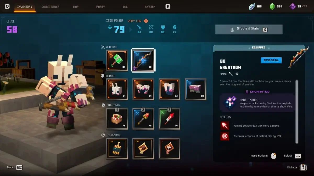 《Minecraft Dungeons 2》中的弓类远程武器