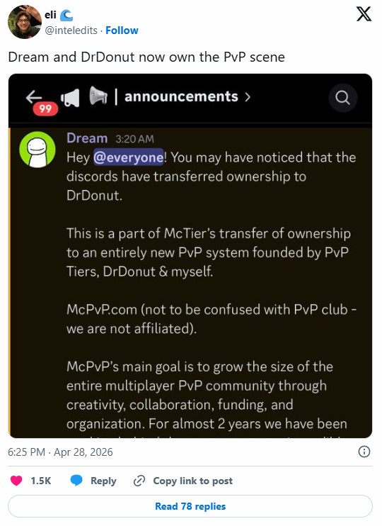 Dream 与 DrDonut 强强联手：收购 McTiers，打造全新 MCPVP 竞技平台