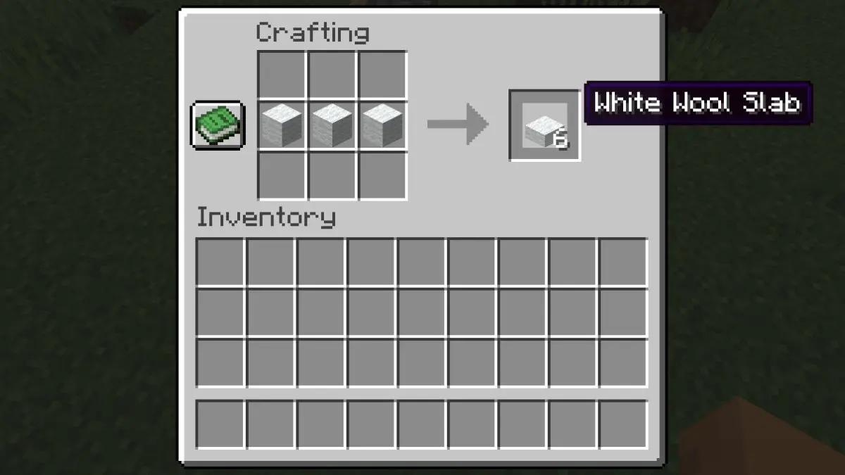 Minecraft Wool Slab crafting recipe 6a506a2566452586967995 0