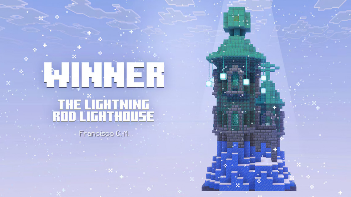 a minecraft movie squared community build challenge winner the lightning rod lighthouse 1140x641 6a539c815ceec428762946 0