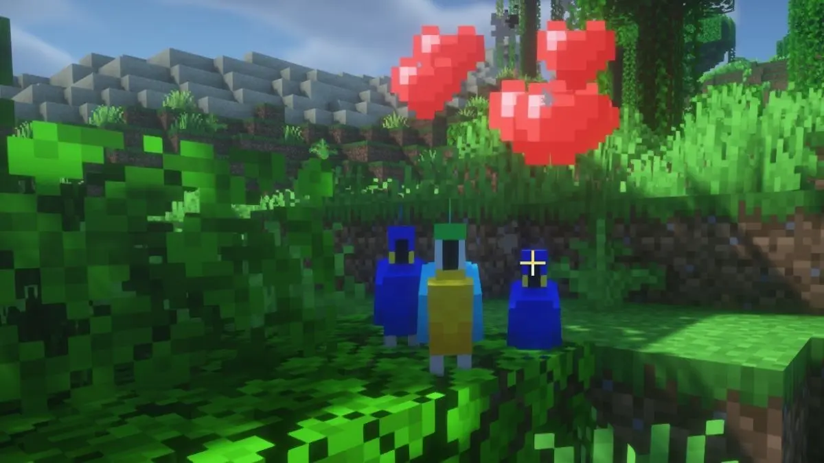 hearts appear after taming parrots in minecraft 6a685265d8906764806348 0