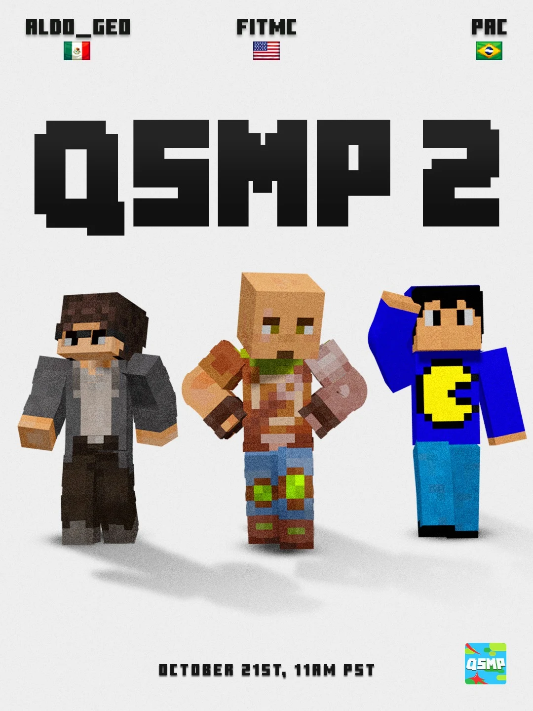 QSMP 2 第一批公布的主播：Aldo_Geo、FitMC、Pac