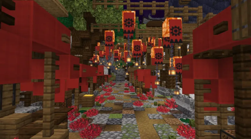 樱花群落中的古日式小镇 Old Japanese Town in the Cherry Biome