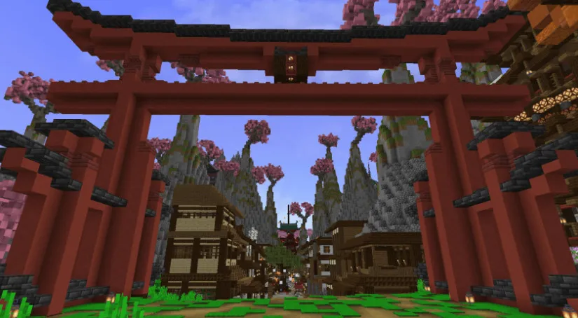 樱花群落中的古日式小镇 Old Japanese Town in the Cherry Biome