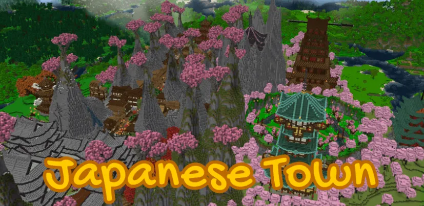 樱花群落中的古日式小镇 Old Japanese Town in the Cherry Biome