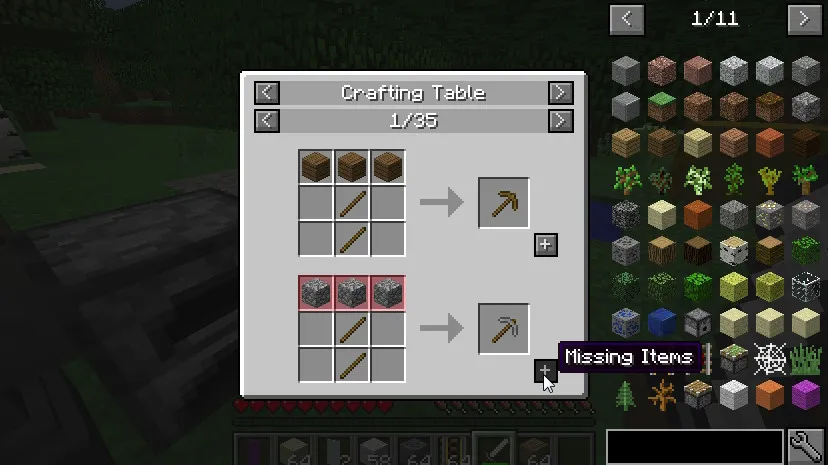 物品与合成配方查看 Just Enough Items (JEI)