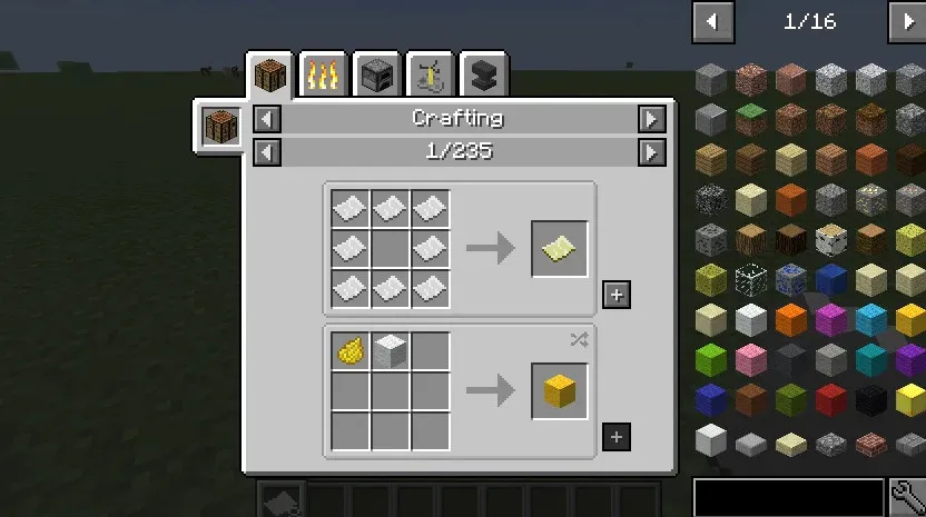 物品与合成配方查看 Just Enough Items (JEI)