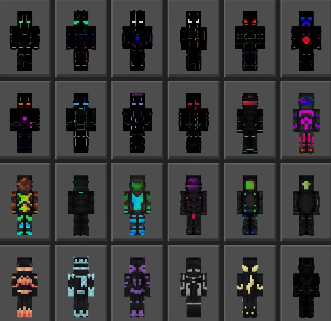 我的世界基岩版霓虹赛博光影 Neon Cyber Glow 人物皮肤包下载