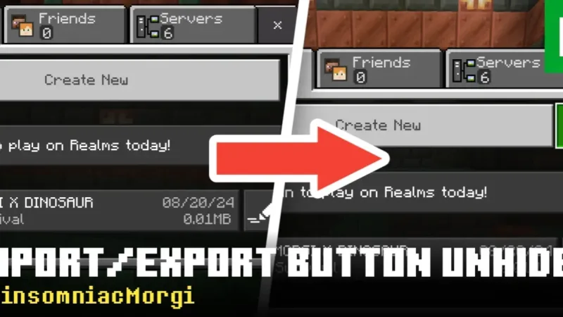 基岩版导入/导出按钮显示工具 v4 Import/Export Button Unhider v4 for MCPE